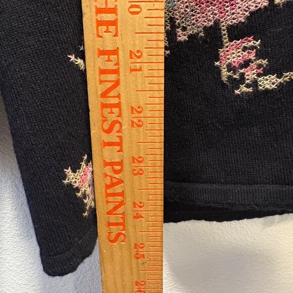 Vintage-Black Floral Embroidered Med Cardigan Sweater Casual Corner Cottagecore - Picture 7 of 8